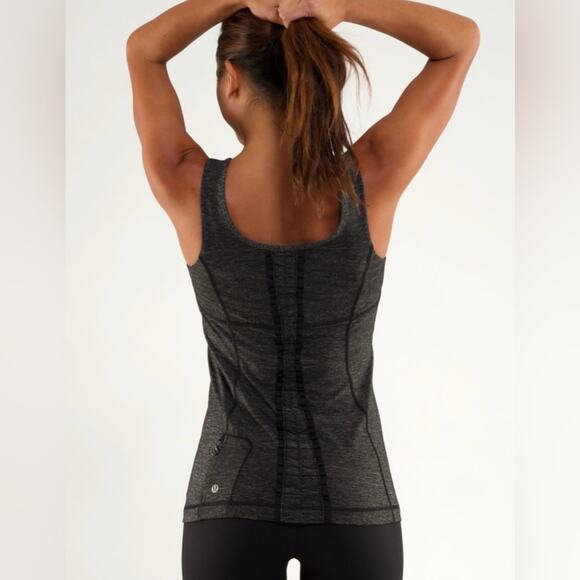 Lululemon Run Free Tank Ruffle Back In Heathered Black Size 4 Running Gym Active - Picture 2 of 15